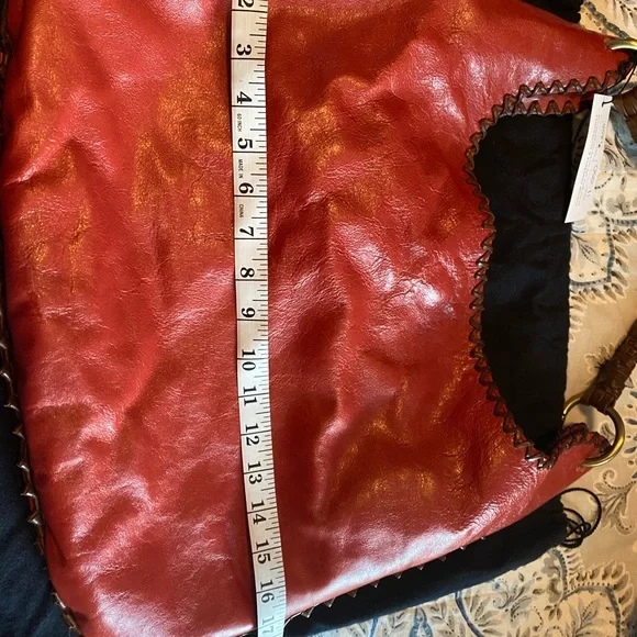 Custom made Anthony Luciano leather red brown hobo bag purse tassels - Picture 3 of 13